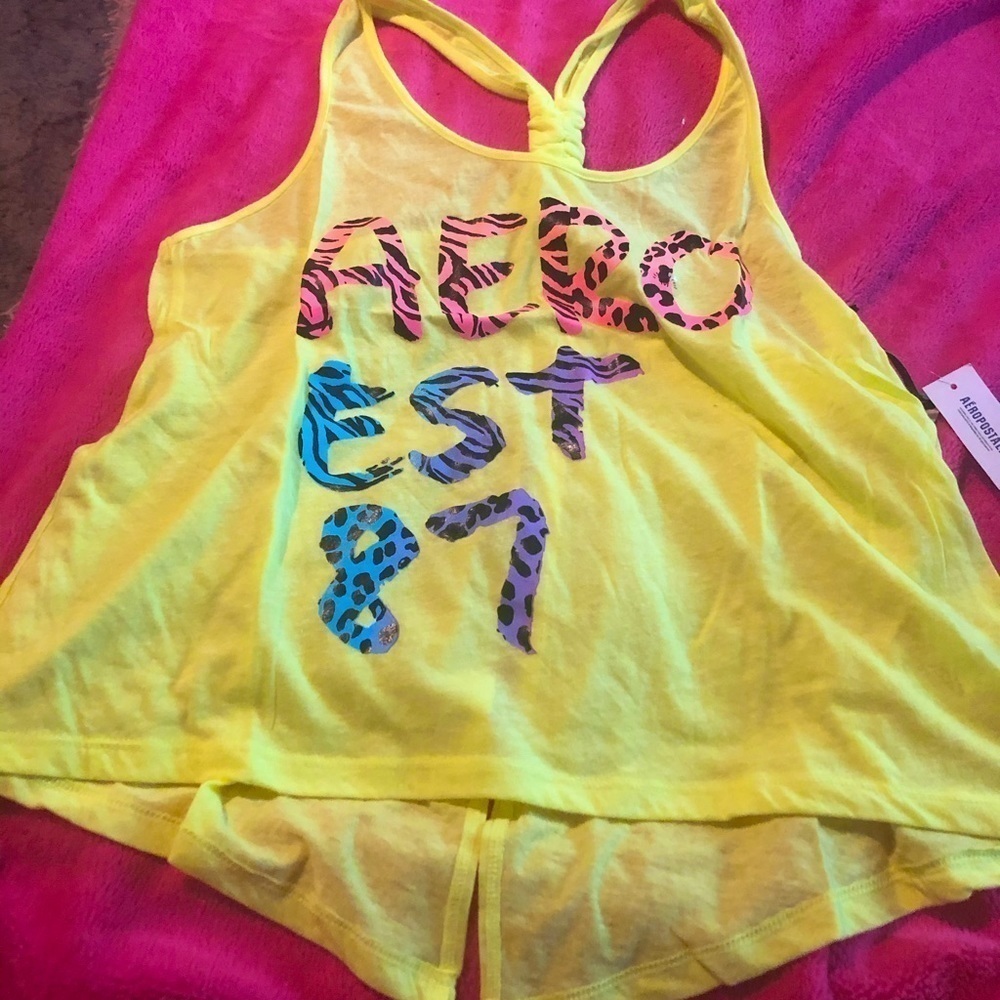 SOLD🩷Free🩷yellow Aeropostale tank open back medium - Picture 1 of 4